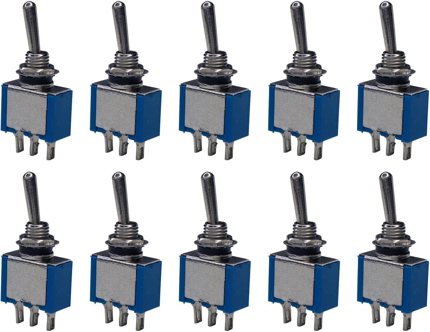 ILT Retail - (10PCS) SPDT Mini Toggle Switch 3-Pin 2 Position ON/ON Miniature Toggle Switch 6A 125V AC Toggle Switch-AMZ