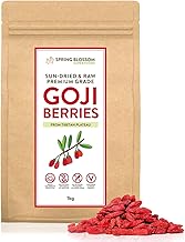 1KG 100% Natural Goji Berries from Tibetan Plateau, Large RAW & Sun-Dried, Pure Wolfberry Fruit Snack, No Additives, Pesticides, Sulphites, Non-GMO, Gluten-Free, Vegan Healthy Superfood