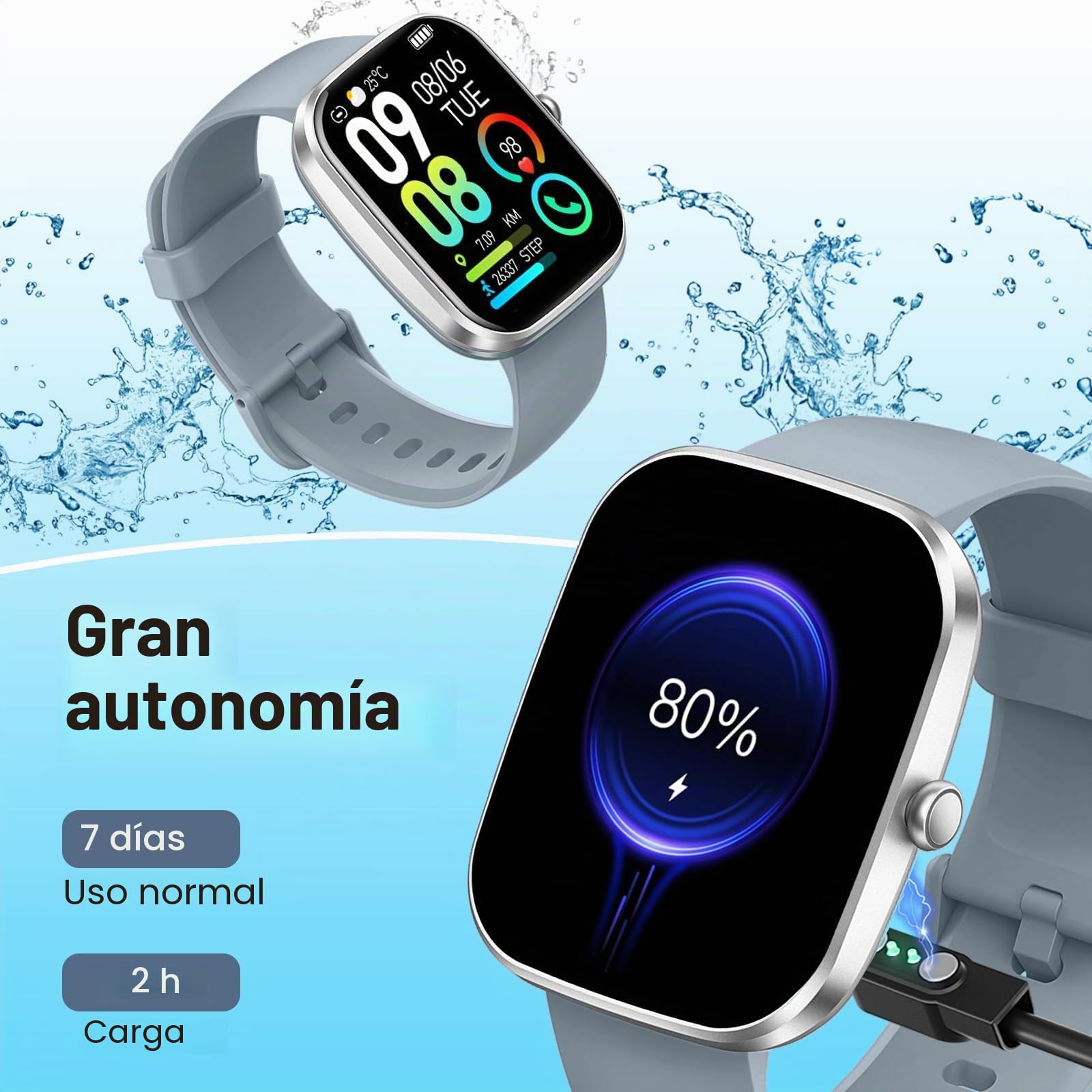 Reloj Inteligente Hombre Mujer, 1.91" HD Smartwatch con Llamadas Bluetooth, Pulsómetro/Monitor de Sueño/Podómetro, 110+ Modos Deportivo Pulsera Actividad, Impermeable IP68 Smart Watch para iOS Android