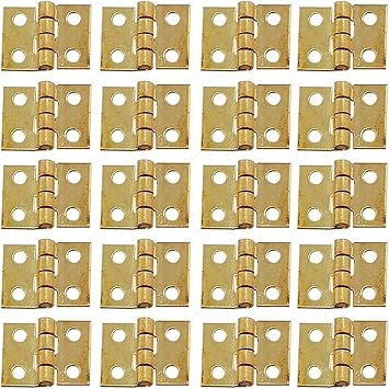 Hinges 20pcs 10x8mm Tiny Golden Mini Small Metal Hinge for 1/12 House Miniature Cabinet Furniture Fittings for Cabinets Home Hardware Color 20pcs 10x8mm
