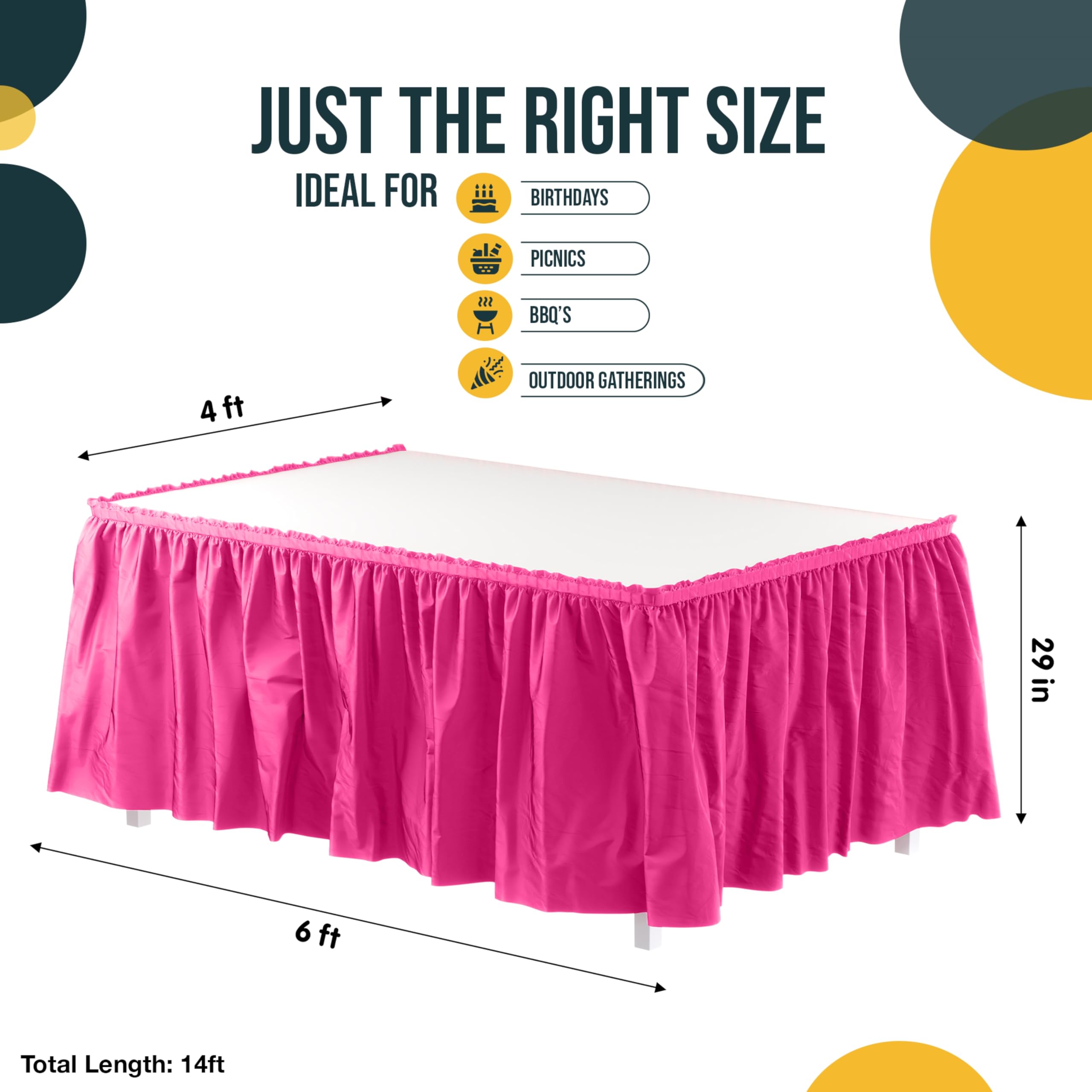 Exquise solide Couleur 4,3 m. Plastique Nappe Jupe, plastique jetables Tableskirts – 6 fils cerise