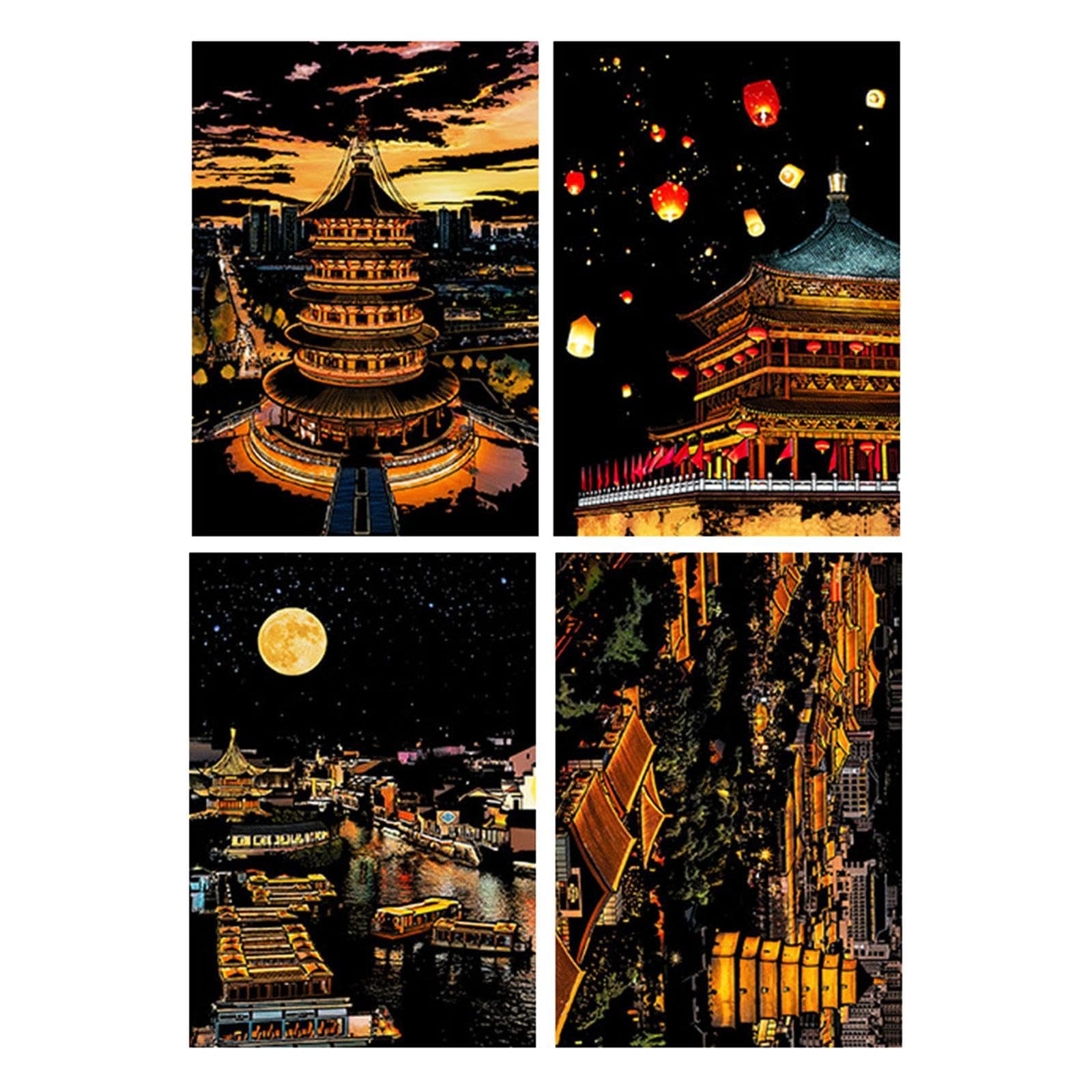4Pcs Scratch Paper Art Set Black Scratch Sheets for Classroom Gift Style C-Art - Art Drawings-image-8