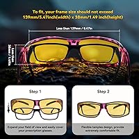 Vista 4 de Dollger Gafas de visión nocturna para mujeres y hombres, lentes graduados con lente amarilla antirreflejos