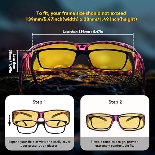 Miniatura 4 de Dollger Gafas de visión nocturna para mujeres y hombres, lentes graduados con lente amarilla antirreflejos