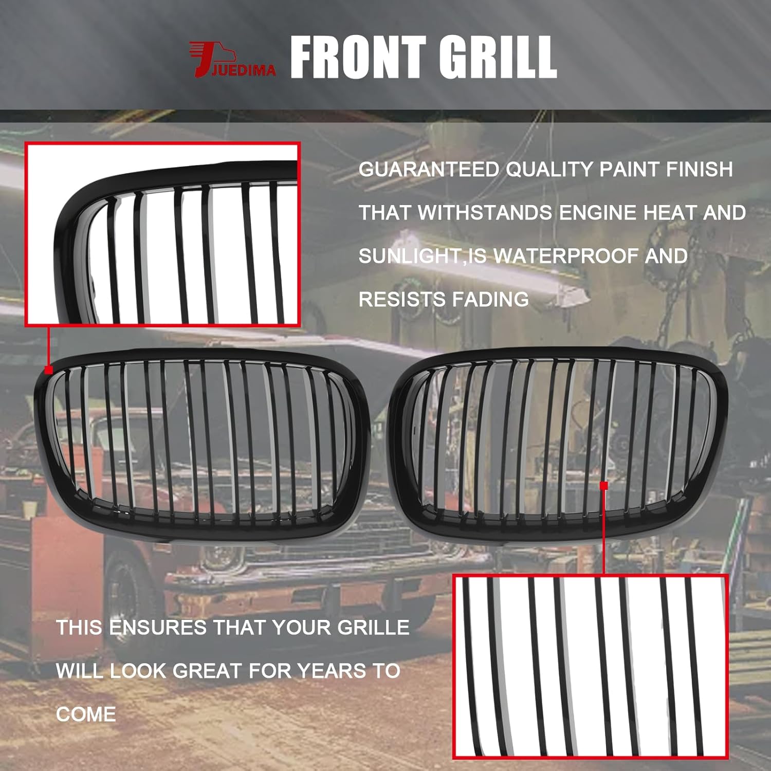Front Kidney Grille Grill Fit for BMW X5 X6 E70 E71 2007-2014 (Gloss Black) Double Slats