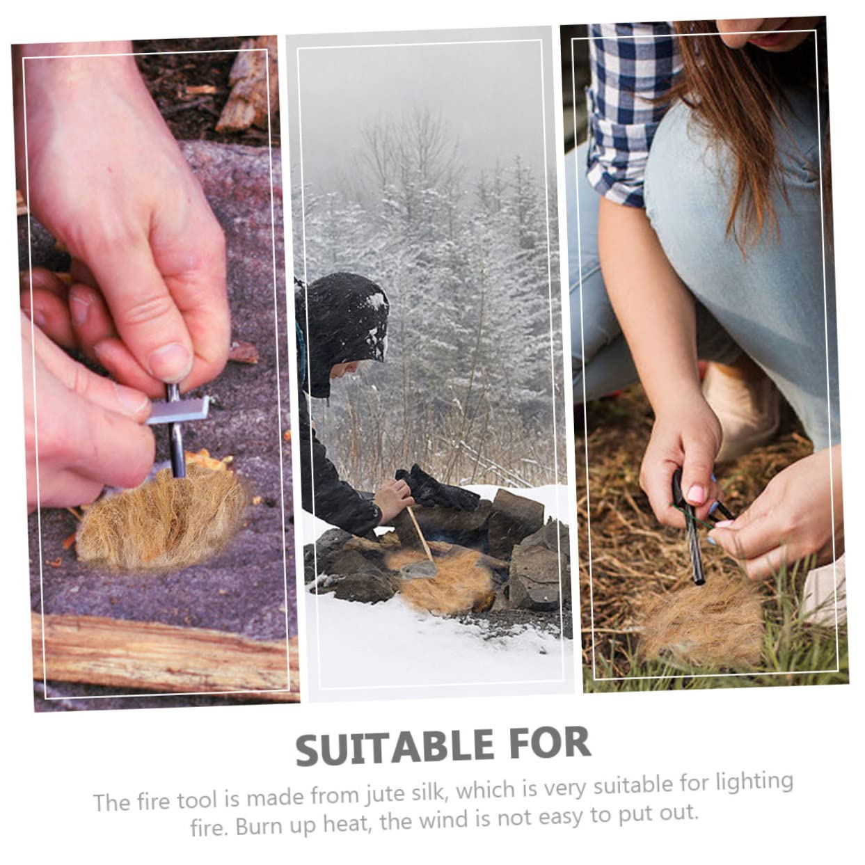 Arrancadores De De Yute Natural para Camping Aire Accesorio Práctico Y Ligero para Encender Fuegos Barbacoa 3 Piezas X 4