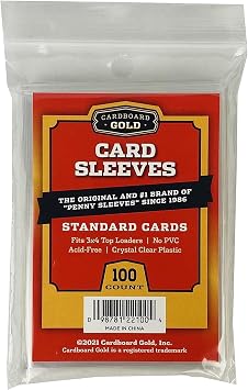 Cardboard Gold Penny Sleeves for Trading Cards - 1000 Count Card Protector Sleeves with Durable, Crystal-Clear Plastic for Baseball, Sports, Collector, Standard-Sized Cards 2-5/8 x 3-5/8 67x94mm