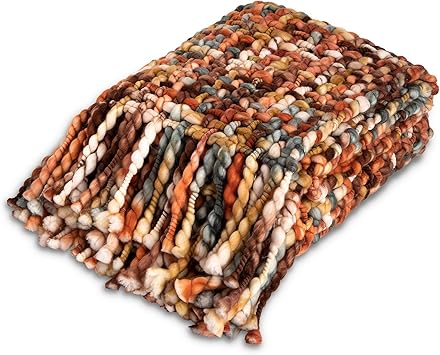 Woven Fringed Terracotta Red Acrylic Throw Blanket