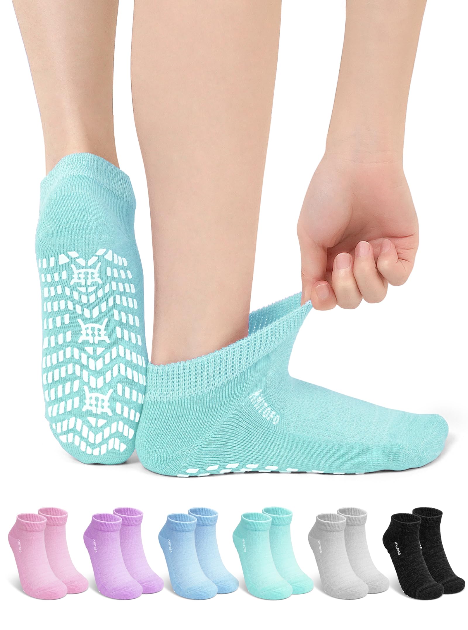 ZFSOCK Diabetiker Socken Herren und Damen: Bambus Diabetikersocken Atmungsaktiv ohne Gummi & Naht – Kurze Stoppersocken mit ABS Noppen für Senioren Schwangere Geschwollene Füße und Alltag