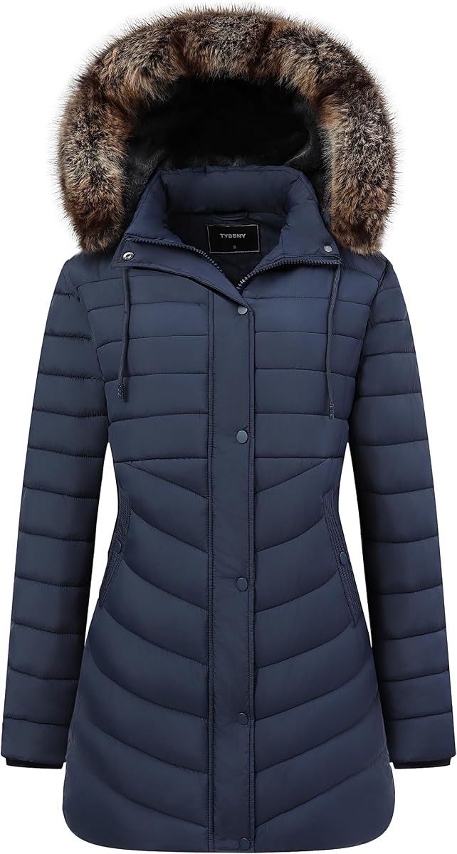 GOLDLADIES Women's Long Winter Coat Waterproof Puffer Jacket Thickened Down Parka With Hood