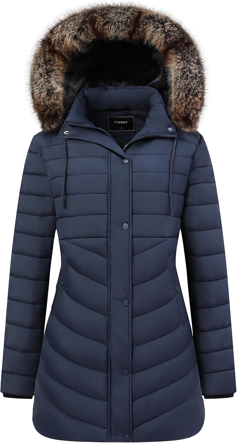 GOLDLADIES Women's Long Winter Coat Waterproof Puffer Jacket Thickened Down Parka With Hood