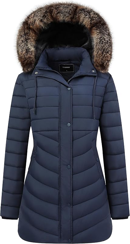 GOLDLADIES Women's Long Winter Coat Waterproof Puffer Jacket Thickened Down Parka With Hood