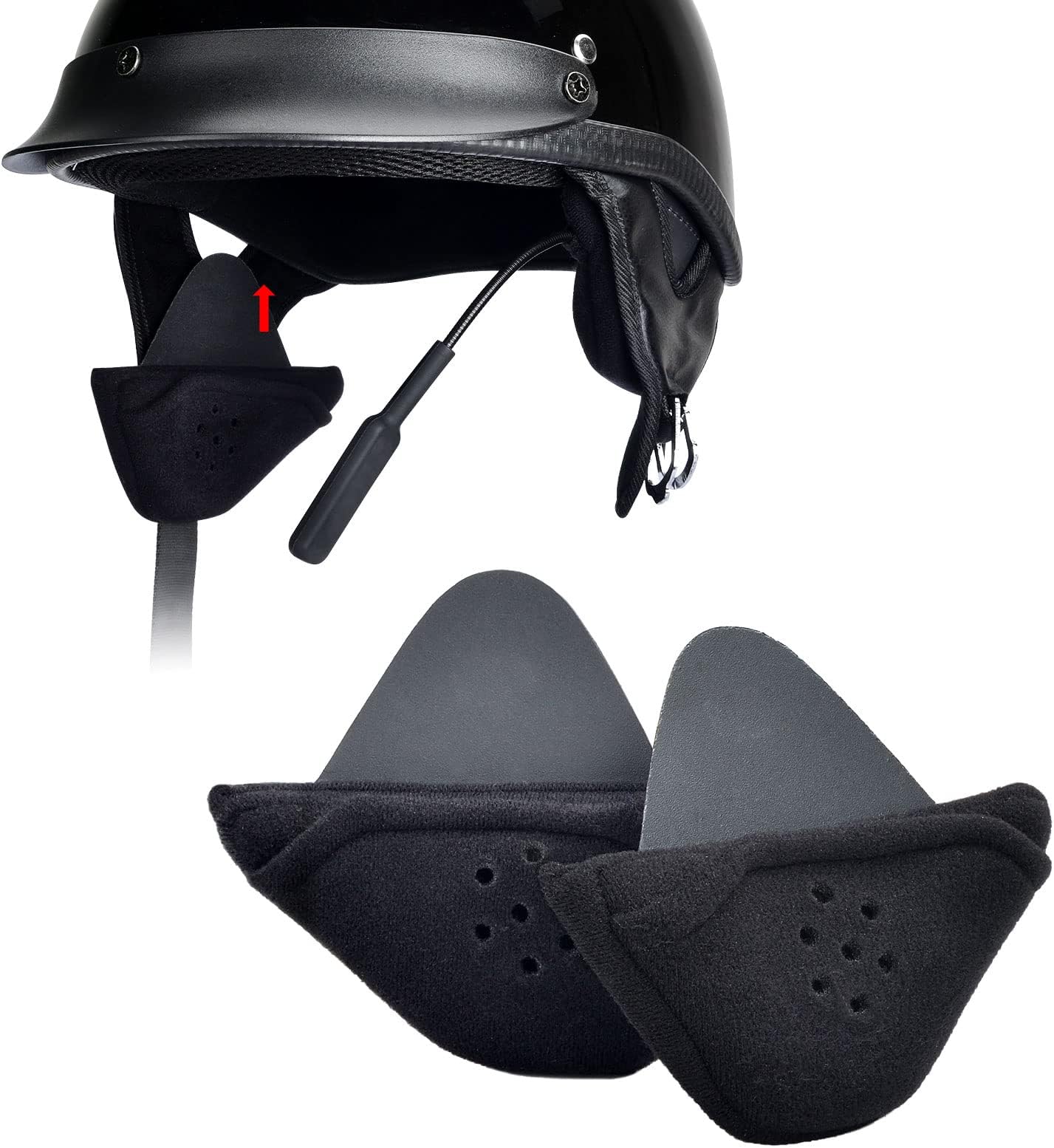 Half Helmet Ear Pads Speaker Pockets, 1/2 Motorcycle Half Helmet Ear Covers for Cardo Packtalk Edge Helmet Accessories - Wind Noise Reduction & Ear Protection