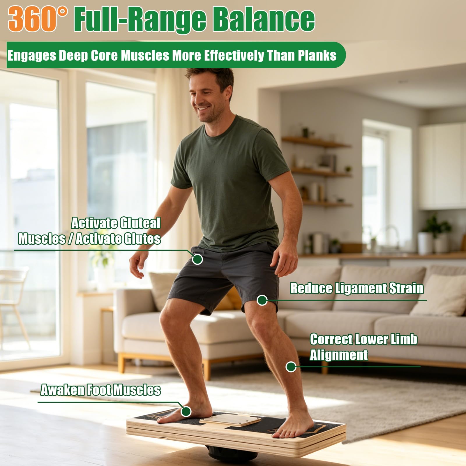 2 in 1 Tavoletta Propriocettiva & Tavola Inclinata in Legno | Balance Board Professionale, Slant Board 12 Angoli Regolabili, Antiscivolo Pieghevole, Interno Esterno Adulti Anziani Bambini