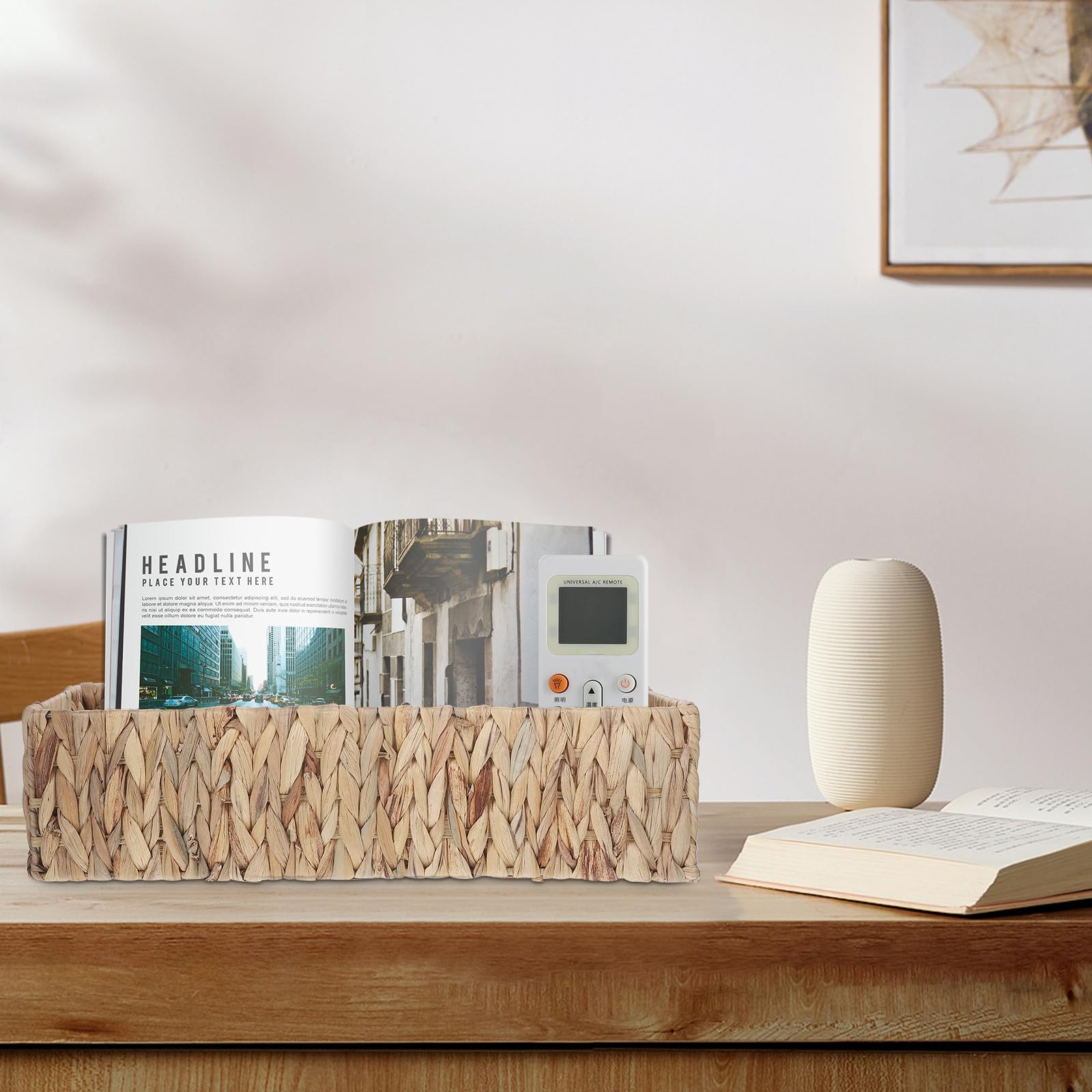 TOYANDONA Cesta de Almacenamiento para Mesa Tejida de Asa, Grande, Hierro, Gran Capacidad, para Cosméticos y Juguetes de Mascotas, Baño y Mueble Tv