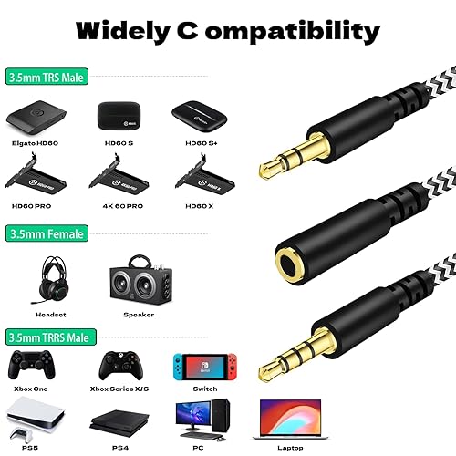 Miniatura 2 de Chat Link Pro Cable para Elgato HD60 SS+, HD 60 PRO, 4K 60 PRO, tarjeta de captura de juegos HD60 X, adaptador de cable de audio de chat para