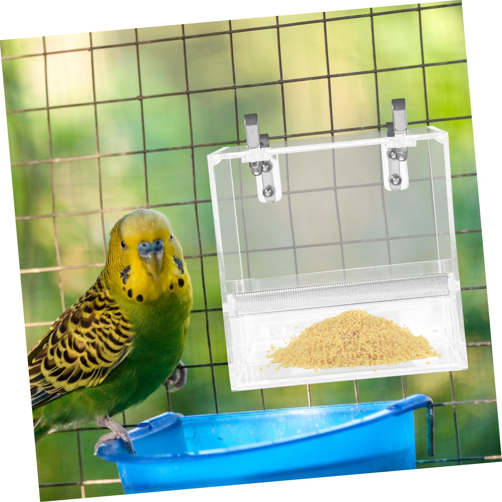 Mangiatoio Automatico per Pappagalli in Plastica, Ciotola | Piccoli Uccelli, Design Sospeso, Facile da Installare, Pulizia Semplice per Uso in Gabbia e Casa