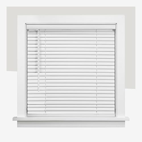 CHICOLOGY Cordless Mini Blinds for Indoor Windows, 47" W x 48" H, White Vinyl 1" Slats with Tilt Wand, Light Filtering to Room Darkening, Moisture-Resistant, Child-Safe, Screw-Mount Installation