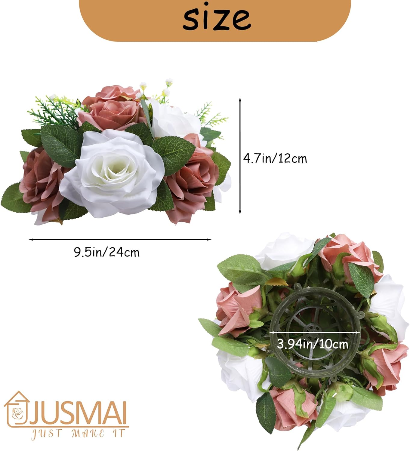 Artificial Flowers Ball 4 Pcs Dusty Rose White Flowers Wedding Table Centerpiece Table Decorations Flower Arrangement for Table Flowers centerpieces Wedding Flowers Wedding centerpieces - Image 3