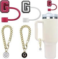 Vista 14 de Velaco 4 PCS Initial Letter Charm Accessories and Straw Cover Pack- Chains with Initial Letter for Stanley 20 30 40 oz Tumbler with Handle