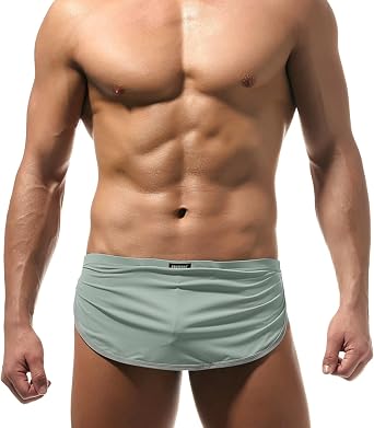 Men's Ultra-Thin Split Side Underwear Sexy Loincloth Thong Breathable Boxer Briefs Athletic Shorts