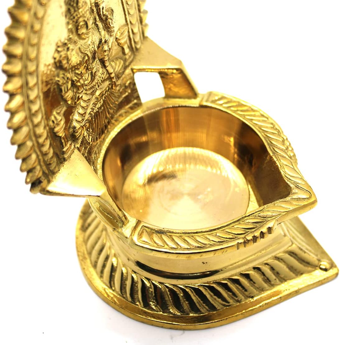 by Sengems Traditional Panchaloha Kamatchi Vilakku/Kamakshi Devi Maa Diya/Oil Lamp, Golden (Weight:370g)