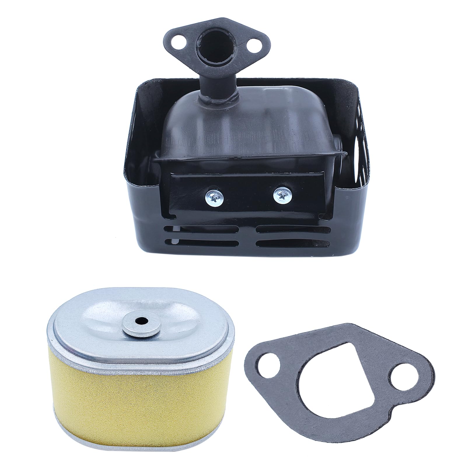 Silencieux Échappement pour Honda GX200 GX160 GX120 GX140, ADEFOL Echappement avec Tuyau + Joint + Bougie Pièces de Rechange Silencieux Moteur Accessoires