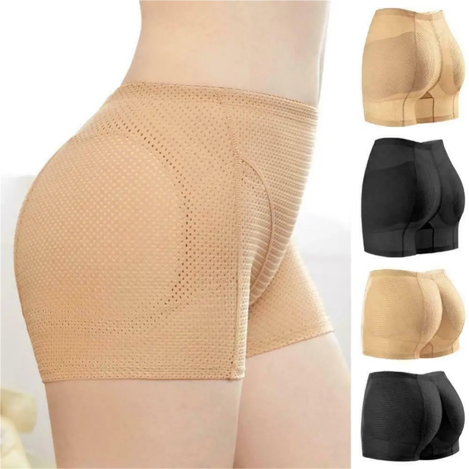 Shapewear Bragas Moldeadoras de Levantamiento de glúteos Transpirables - Realzador de Cadera Push-up con Ropa Interior Invisible con Control de Barriga(Beige-2XL)