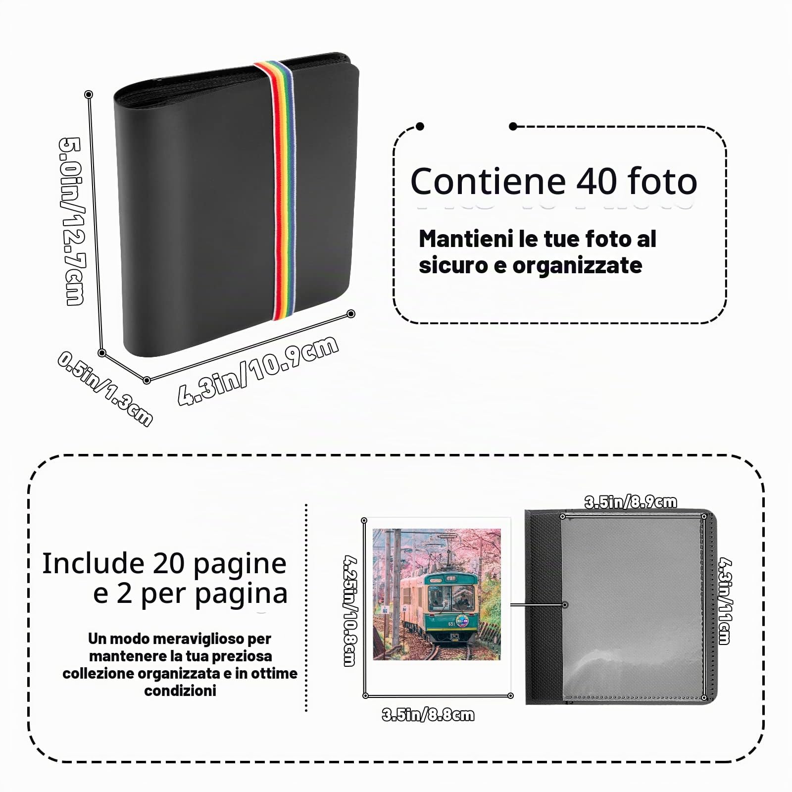 Yinke Custodia per Polaroid Originals Onestep 2 /Onestep+/ Now Fotocamera Istantanea I-Type,Borsa Protettiva Cover Case (Nero) (Album+custodia Nero)