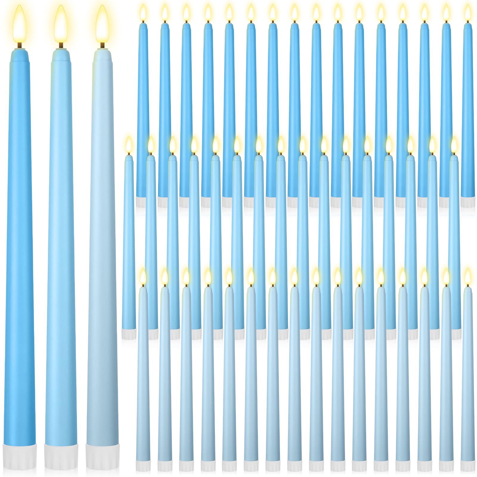 Handepo 48 Pack Flameless LED Taper Candles Battery Operated, Bright Blue