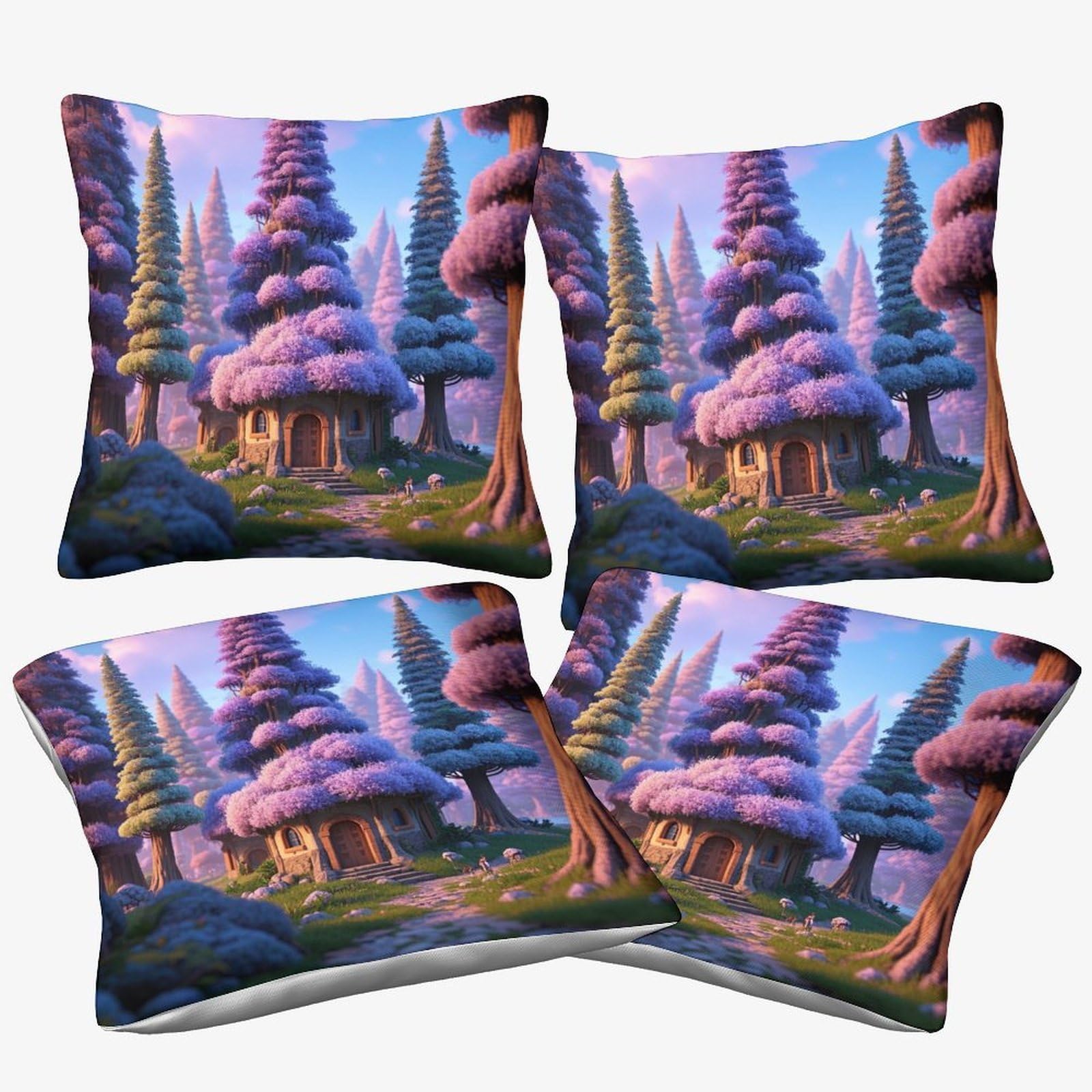 Housses de coussin Woodland Cabin taies d'oreiller 45x45cm lot de 4 déco maison salon chambre
