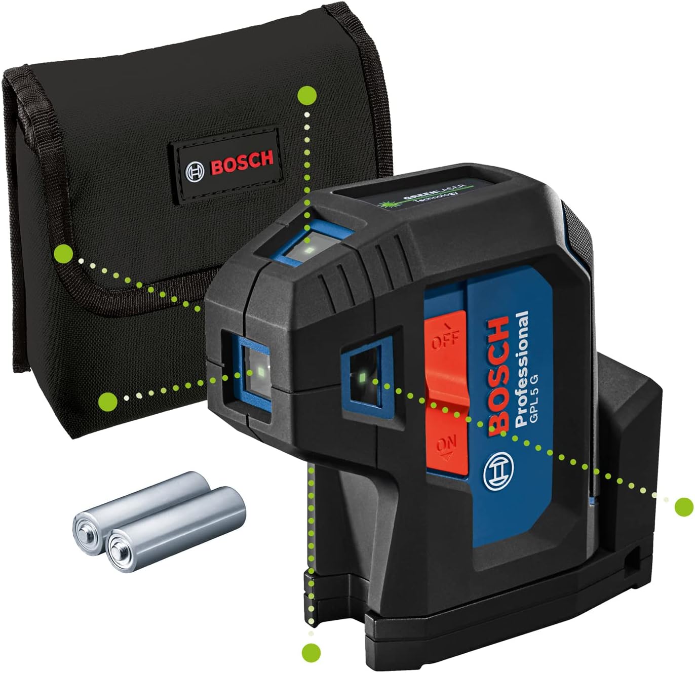 Professional 5 Point Laser GPL 5 G (Green Laser, Working Range: up to 30 m, Pouch)