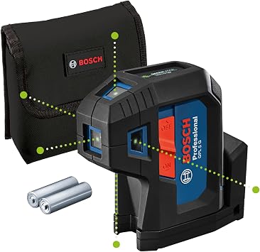 Bosch Professional 5 Point Laser GPL 5 G Green Laser, Working Range up to 30 m, Pouch