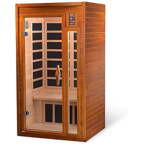 Dynamic Saunas Barcelona 1- to 2-Person Low EMF FAR Infrared Sauna with Red Light Therapy & Bluetooth Speakers | Personal Indoor Dry Heat Sauna for Home & Gym – Made from Canadian Hemlock