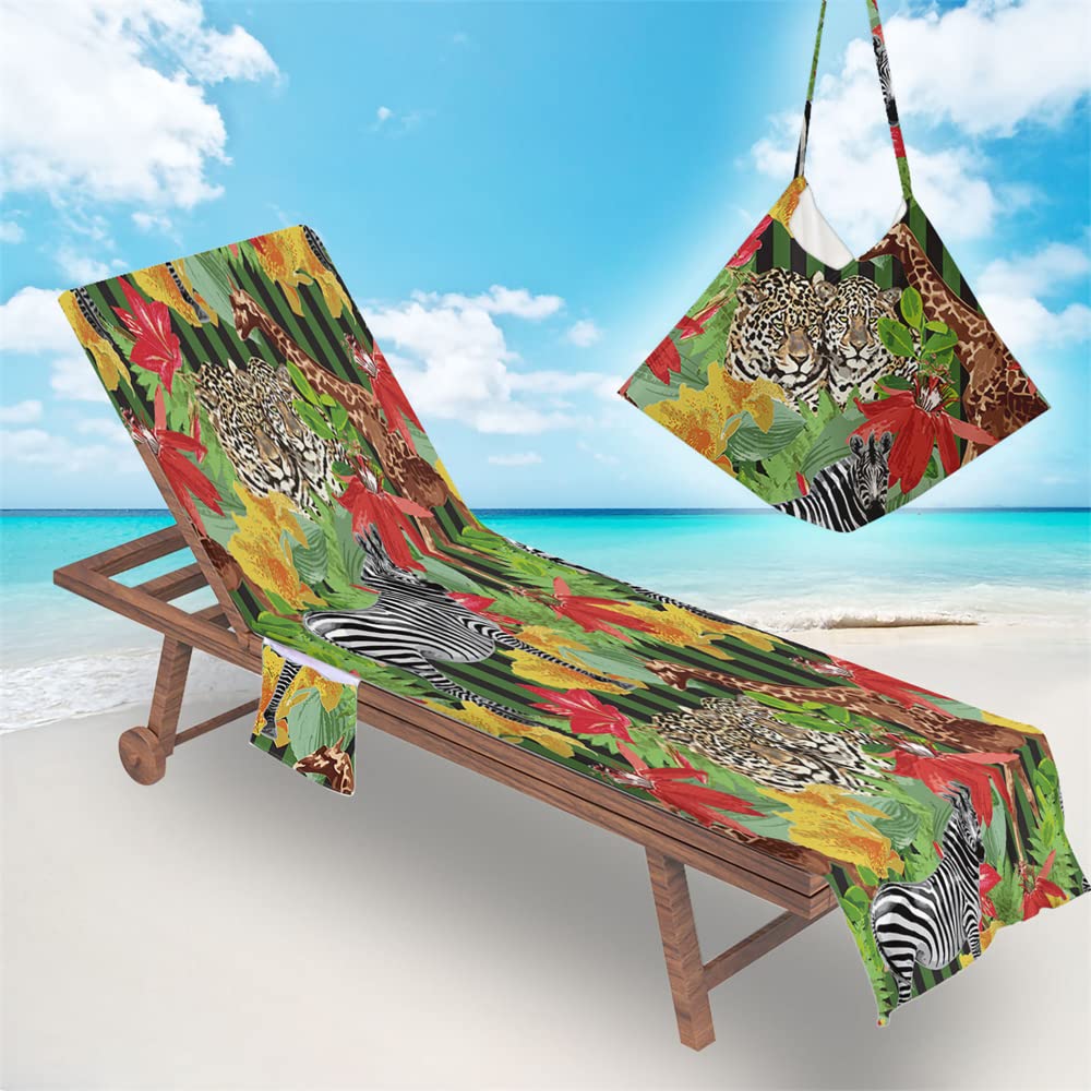 RRrawgff Beach Chair Cover Towel Classic Argyle Diamond Check Beach Towel Lounger Bags with Pockets, Fitted Microfiber Sunbed Towels Summer Outdoor Sun Lounger Towels (73x210cm,Zebra)