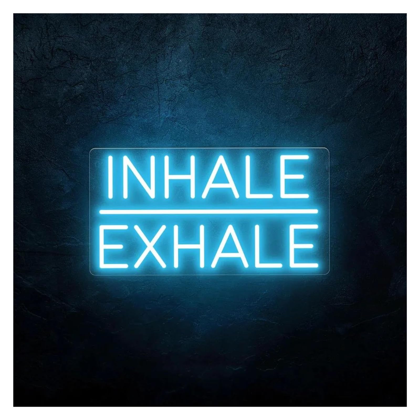 LEMST Signs Lamp Inhale Exhale Neon Sign, Fitness，Yoga Studio Decoration, Pilates Art 40x20cm(Ice Blue)