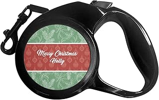 Personalized Christmas Holly Retractable Dog Leash - Small