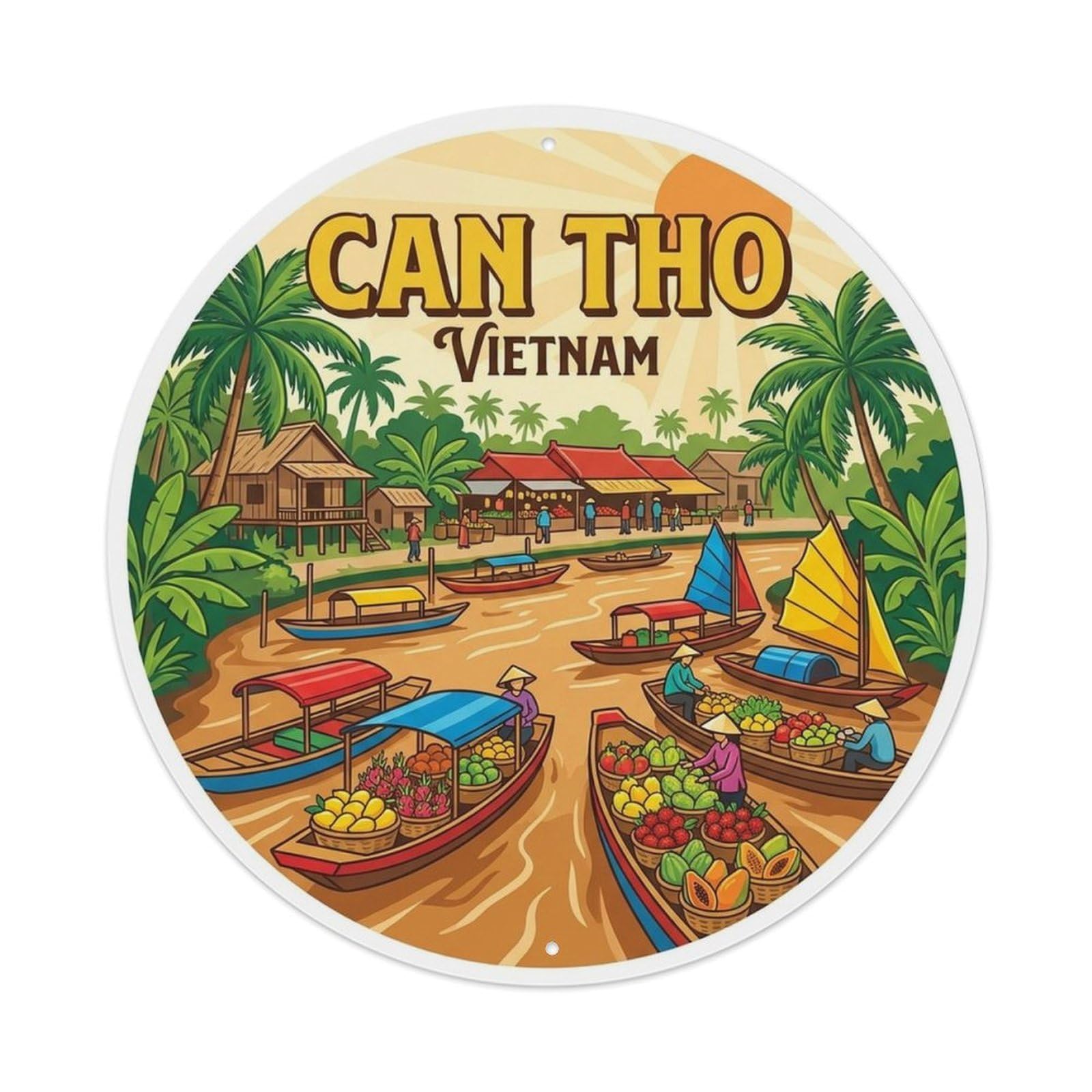 Can Tho Vietnam Retro City Travel Landmark Metal Tin Sign