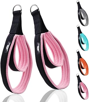 Pilates Double Loop Straps for Reformer, Thickened D-Ring Handle Fitness Straps, 2 Lengths Multicolor Yoga Accessories for Home Workout
