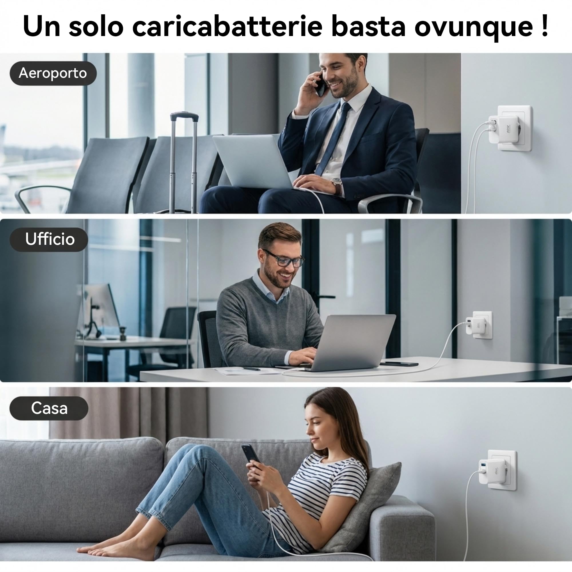 TOPADRE Confezione da 2 caricabatterie 45W con USB-C, 2 porte USB-C, ricarica rapida, PD/PPS Power Delivery, per Samsung Galaxy S25/S24/S23/S22/S21, per iPhone 17/16/15/14 Pro Max, bianco