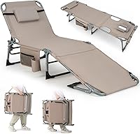 Vista 11 de Tangkula Sillón de playa, silla de bronceado plegable al aire libre con agujero para la cara/brazo, 2 asas de transporte, almohada, respaldo