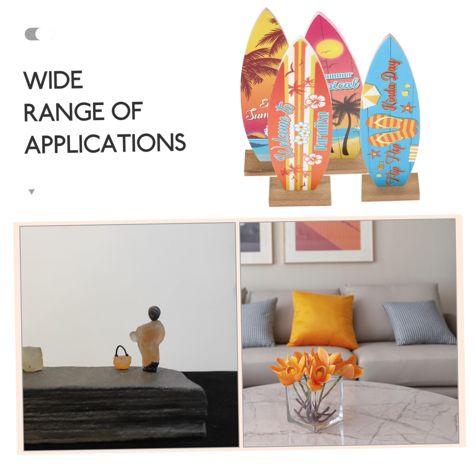 Amazon.co.jp: MUSISALY 4個木製サーフボード装飾 チュアサーフボード