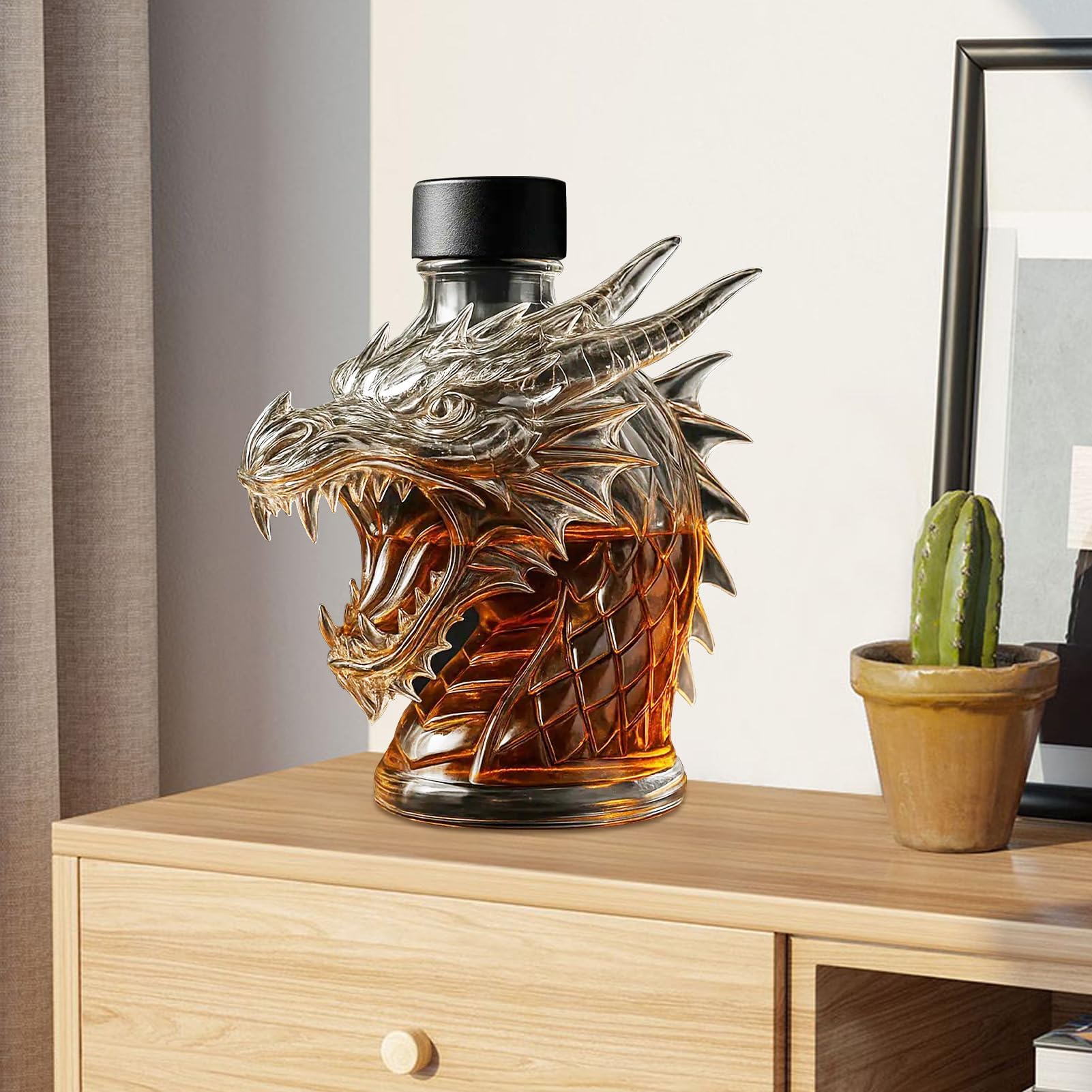 Decanter per liquori fantasy, espositore per whisky con drago, contenitore per liquori artistici, per bar, collezionisti, sculture a tema, birra, vino, ornamento per uomini, ricevimenti di nozze