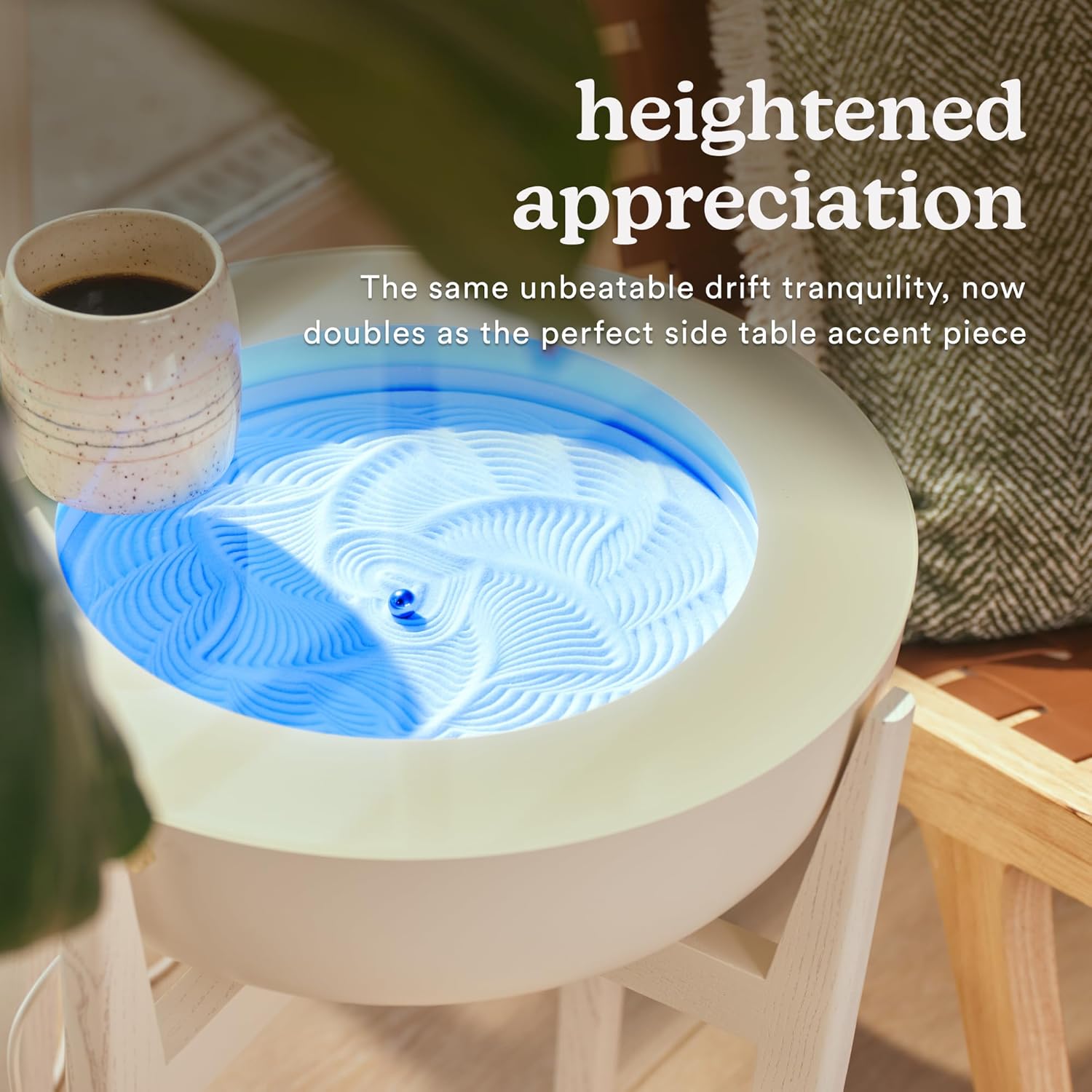 HoMedics Drift Sandscape Solid Wood Sand Table Stand 16” Compatible drift 16”, ST-300-BK and ST-300-CE, White Wash (Stand Only, Drift Sold Separately)