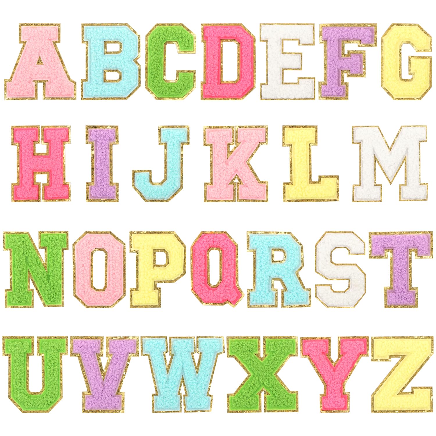 Hartop26 PCS Chenille Letter Patches, Embroidered Patches Set Letter Patches Self-Adhesive for Clothing Letter Applique Patches Stickers for DIY