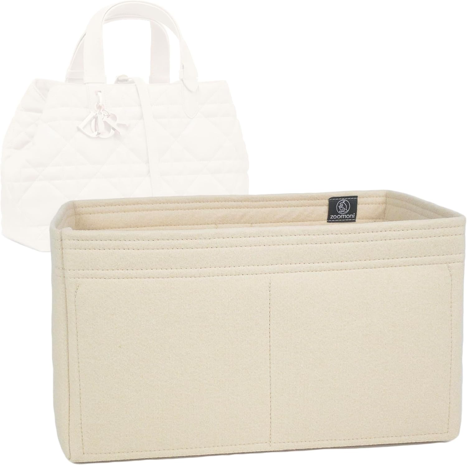 Zoomoni Bag Organizer for Dior Medium Toujours Bag - Premium Felt Purse Handbag Insert Liner Shaper (Handmade) Soft Structure Support (20 Color Options)