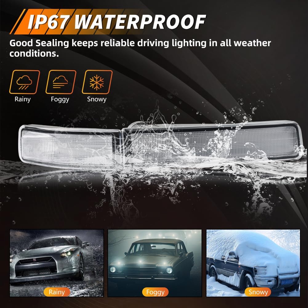 Clear Lens Front Side Marker Lights Housing Compatible with Le-xus LS400 1995-1997, [DOT][IP67 Waterproof] Turn Signal Marker Light Cover [No Bulbs], Replace OEM #8152050030, 2 PCS