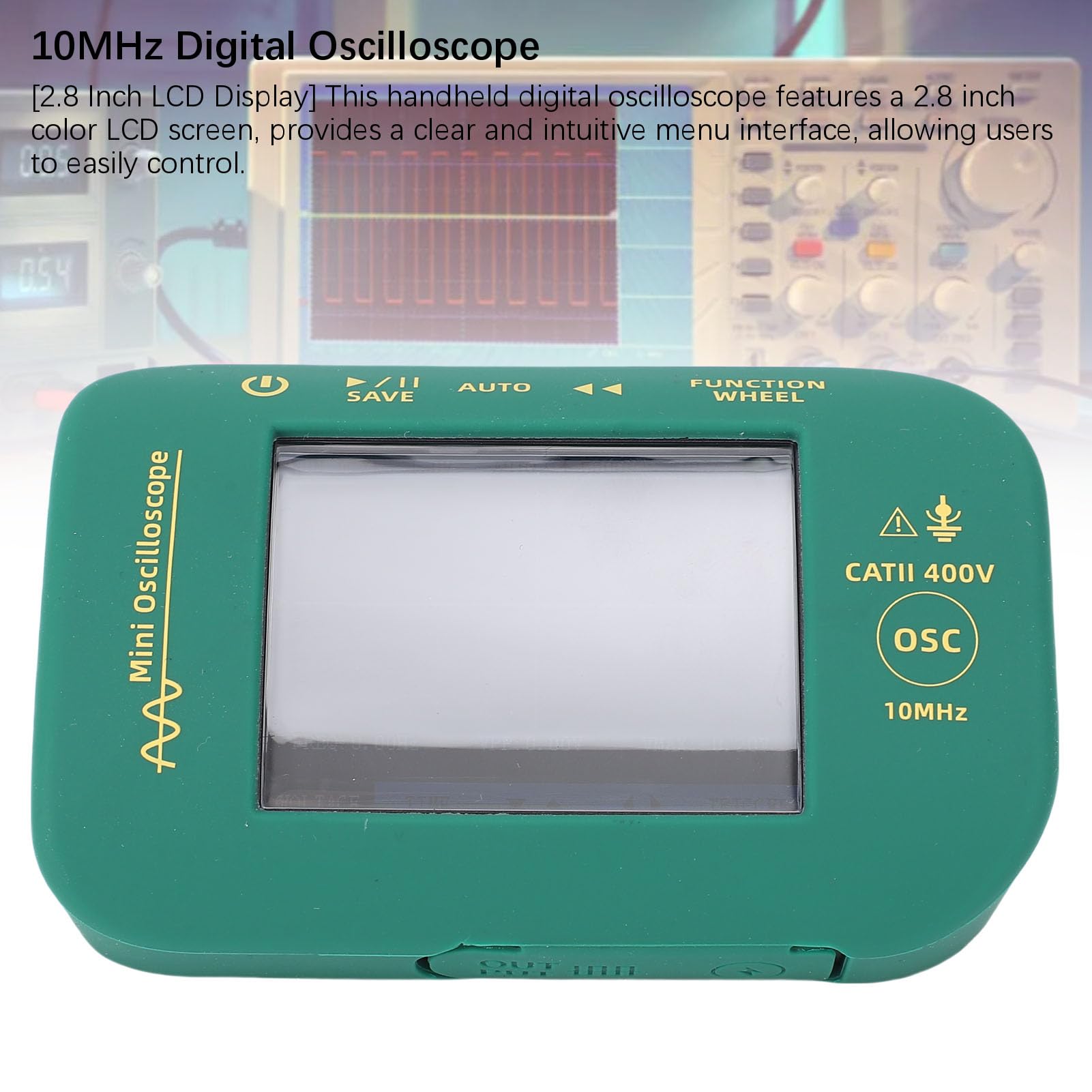 Keenso Tragbares Digitales Oszilloskop, Hohe Präzision, 10 MHz Bandbreite für Elektroniktests, 2,8-Zoll-Bildschirm