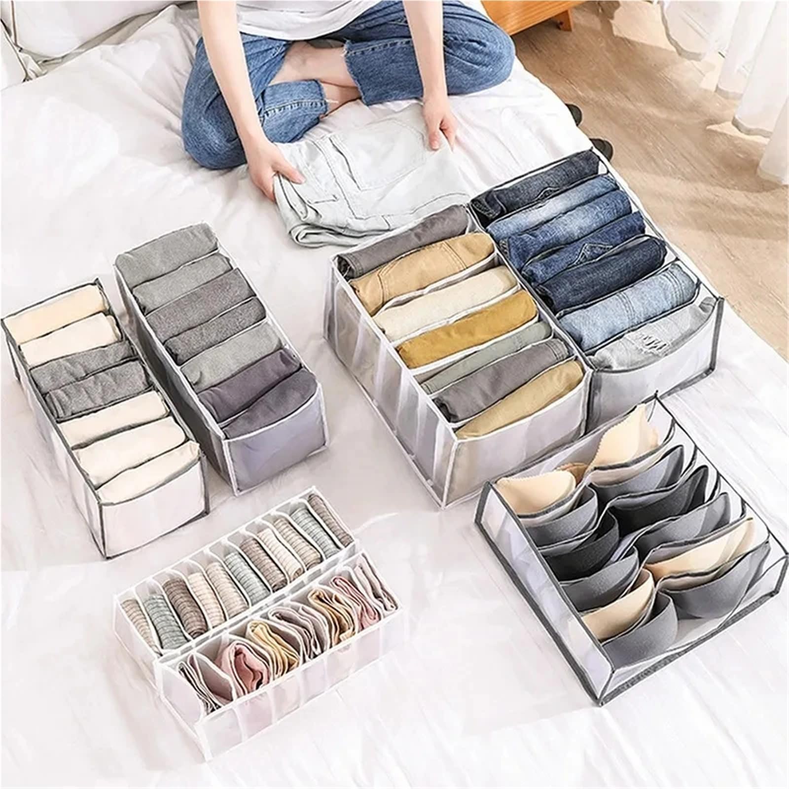 Organizzatore per cassetti della Biancheria Intima, Scatola Porta Calze, Reggiseno, Armadio per la casa, divisorio per Vestiti Pieghevole