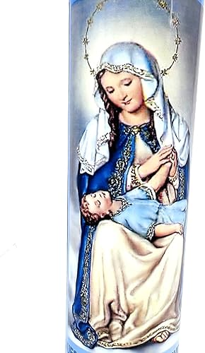 Miniatura 9 de Nuestra Señora de la Providencia veladora de rezo sin fragancia 14 oz vaso grande una pieza vela de oración de una pieza 14 oz de vidrio alto
